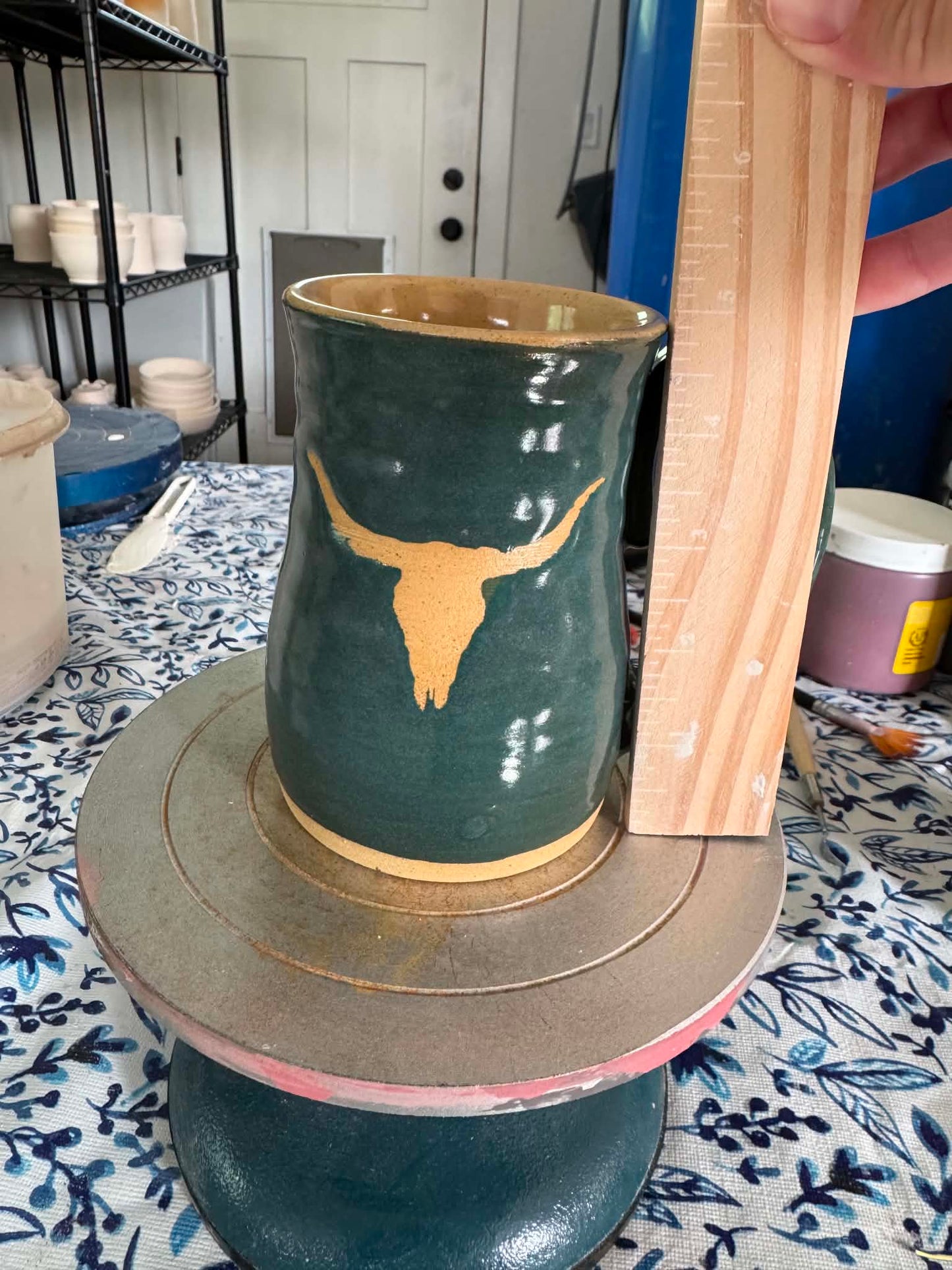 Teal Longhorn Mug – 16 oz