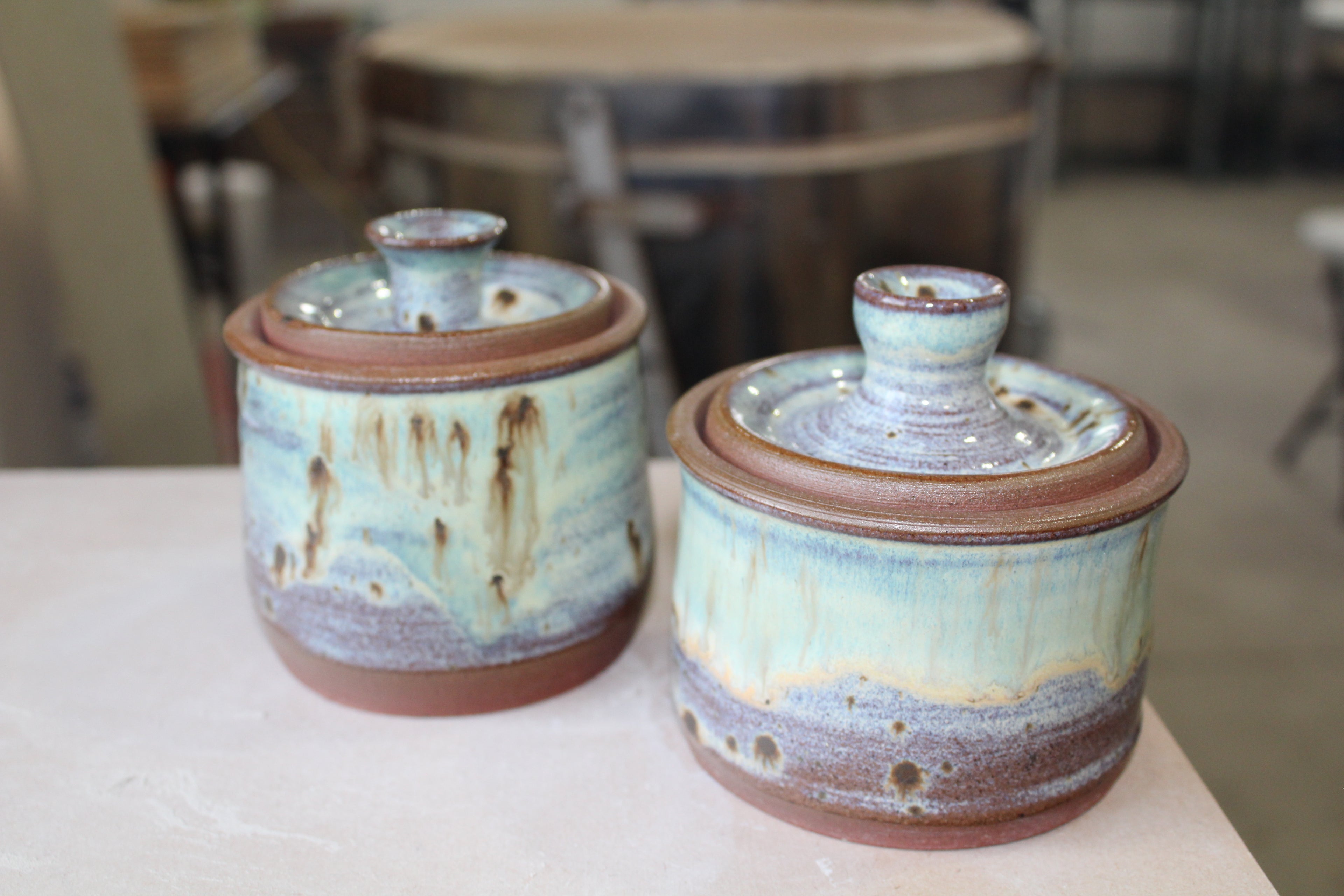 Lidded Vessel – Red Clay with Green Drip Glaze | 7oz