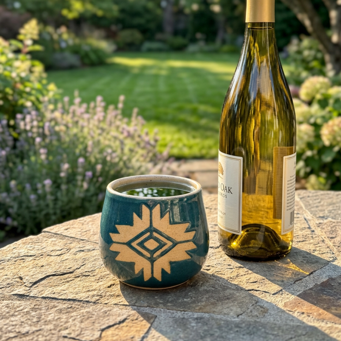 Teal Aztec Wine & Whiskey Cup - 10oz