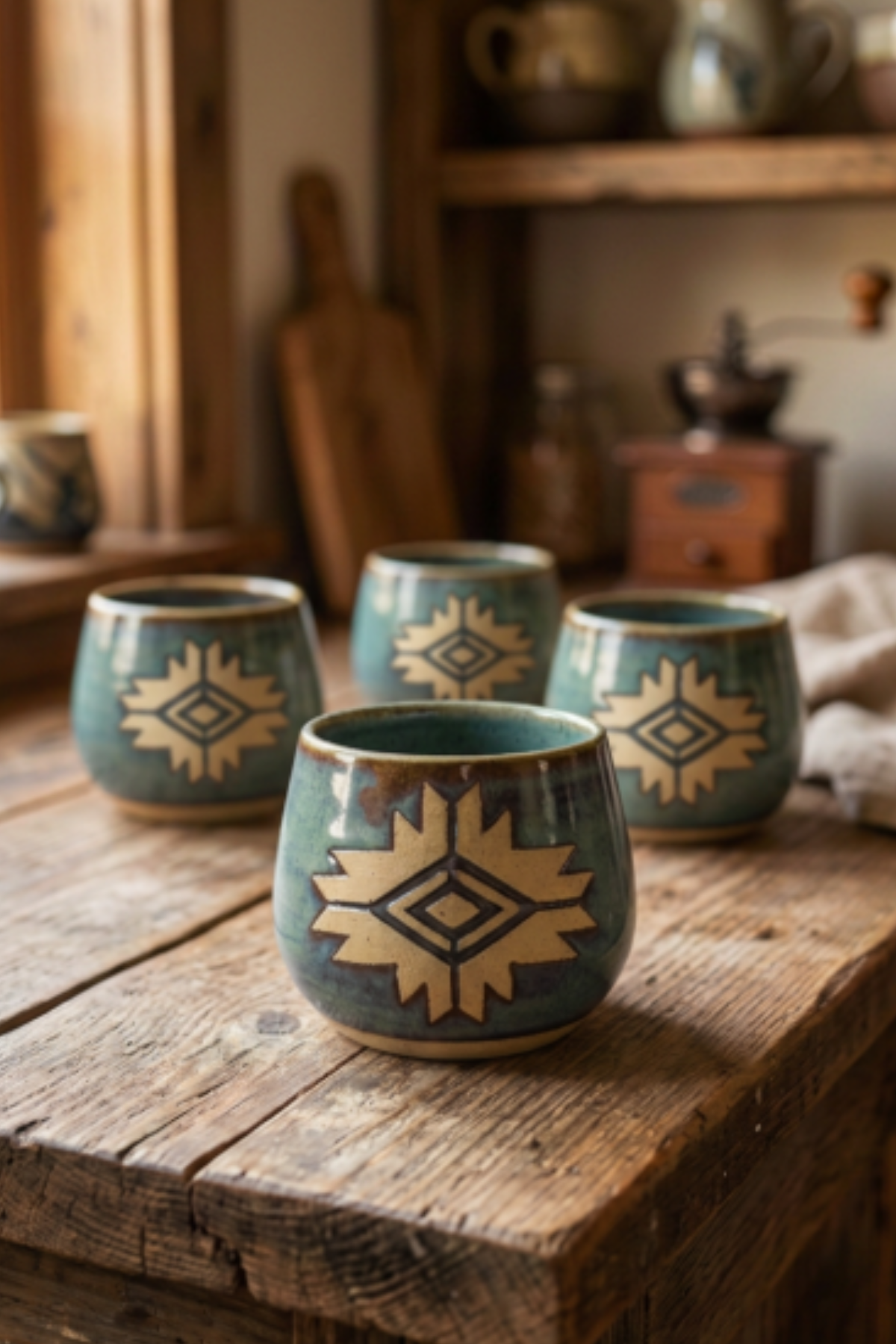 Handcrafted Aztec Whiskey Cups – 8 oz