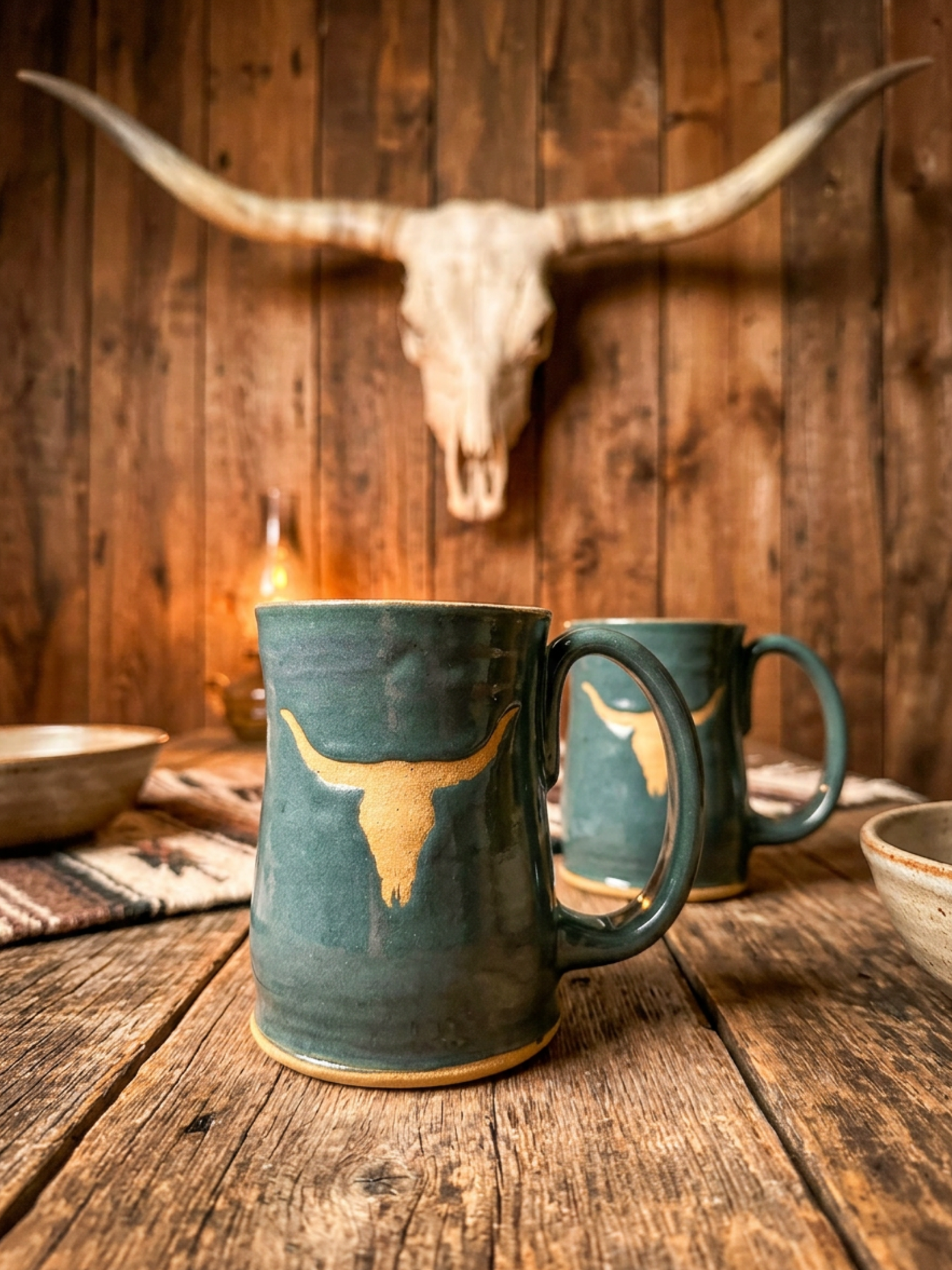 Teal Longhorn Mug – 16 oz